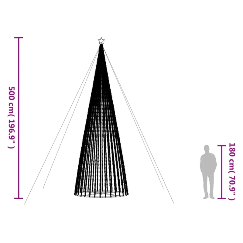LED Kalėdų eglutė 1544 LEDs Šilta Balta 500 cm