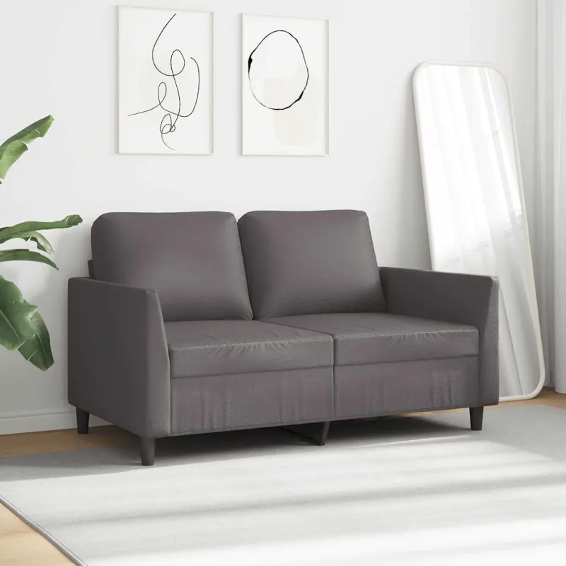 Dvivietė sofa, pilkos spalvos, 120cm, dirbtinė oda