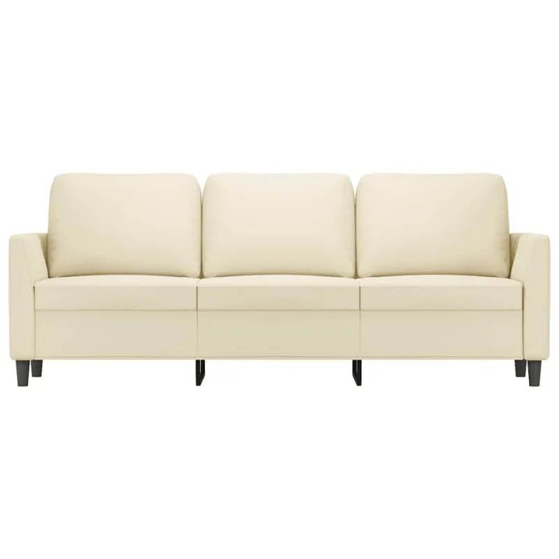 Trivietė sofa, kreminės spalvos, 180cm, dirbtinė oda