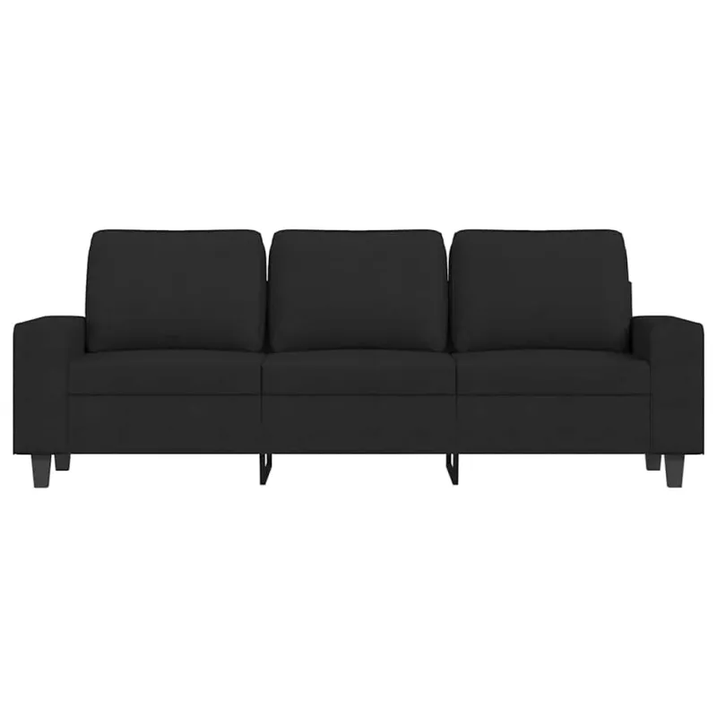 Trivietė sofa, juodos spalvos, 180cm, audinys
