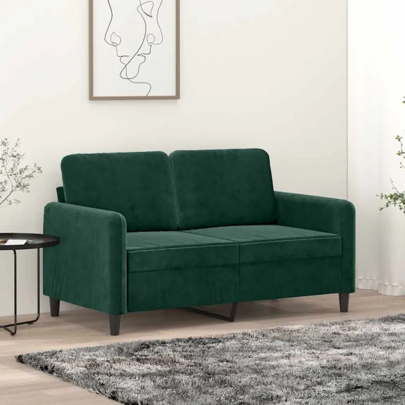 Dvivietė sofa, tamsiai žalios spalvos, 120cm, aksomas
