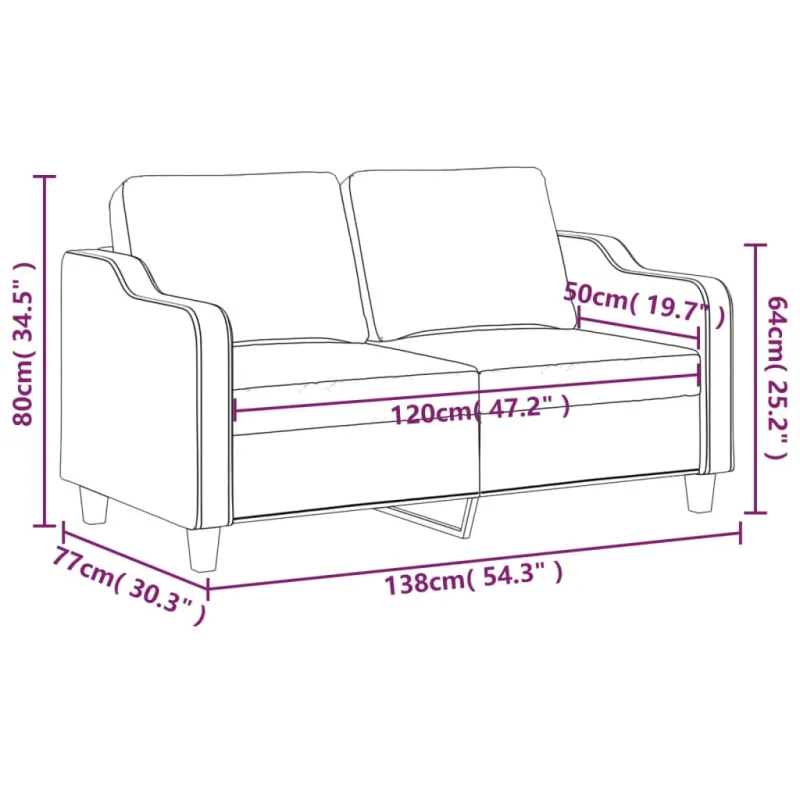 Dvivietė sofa, taupe spalvos, 120cm, audinys