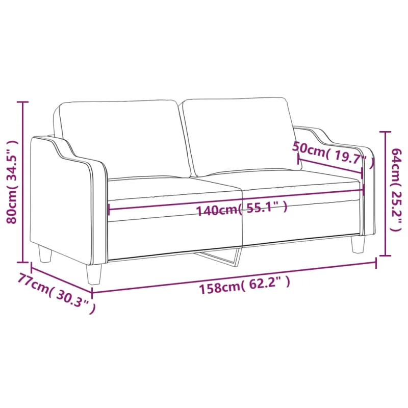 Dvivietė sofa, taupe spalvos, 140cm, audinys