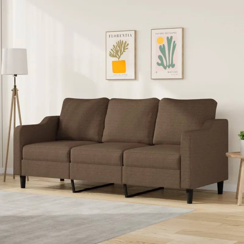 Trivietė sofa, rudos spalvos, 180cm, audinys