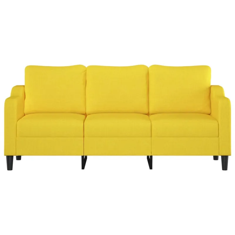 Trivietė sofa, šviesiai geltonos spalvos, 180cm, audinys