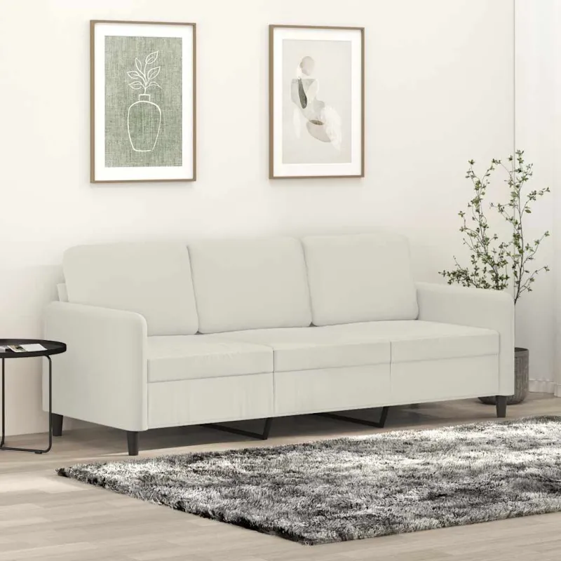 Trivietė sofa, kreminės spalvos, 180cm, aksomas