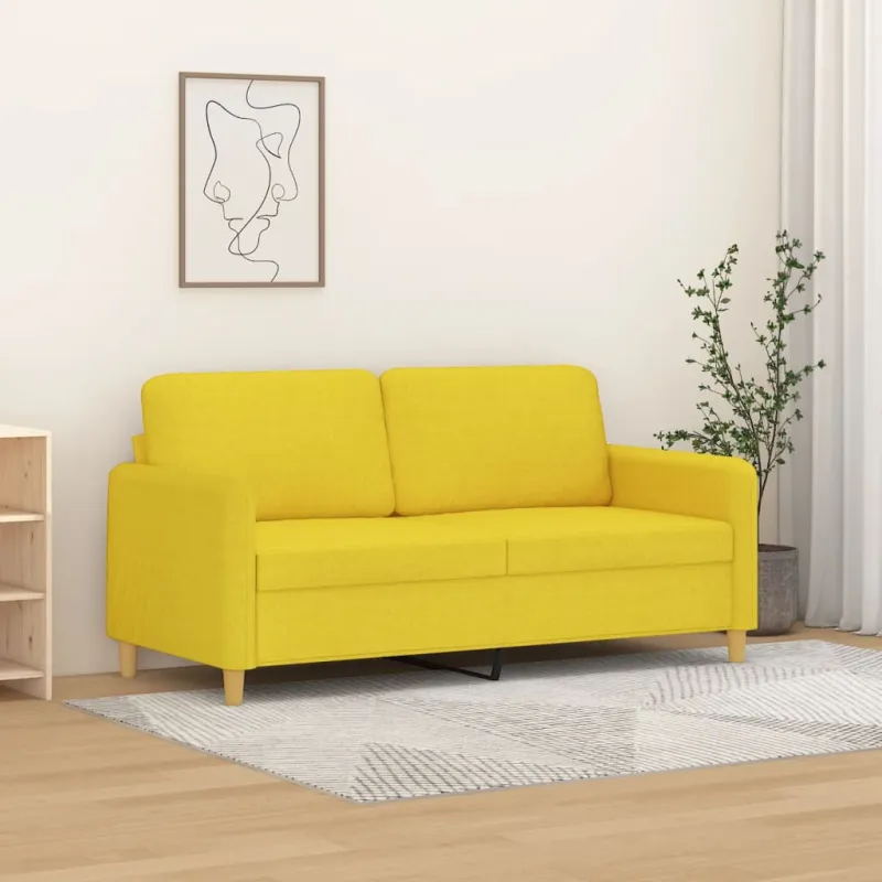 Dvivietė sofa, šviesiai geltonos spalvos, 140cm, audinys