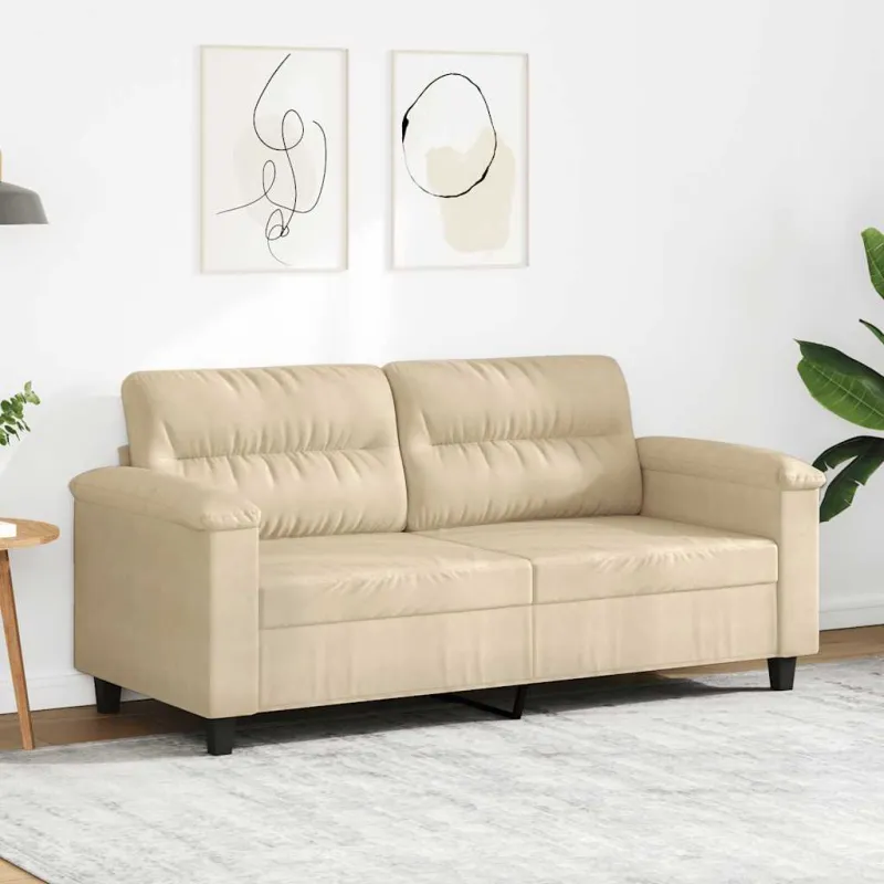 Dvivietė sofa, kreminės spalvos, 140cm, mikropluošto audinys