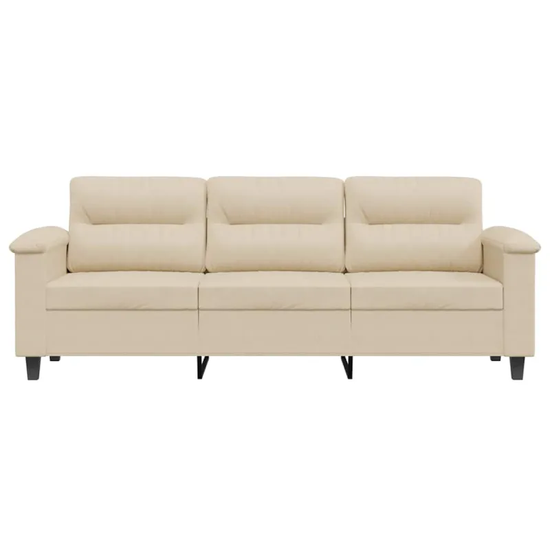 Trivietė sofa, kreminės spalvos, 180cm, mikropluošto audinys