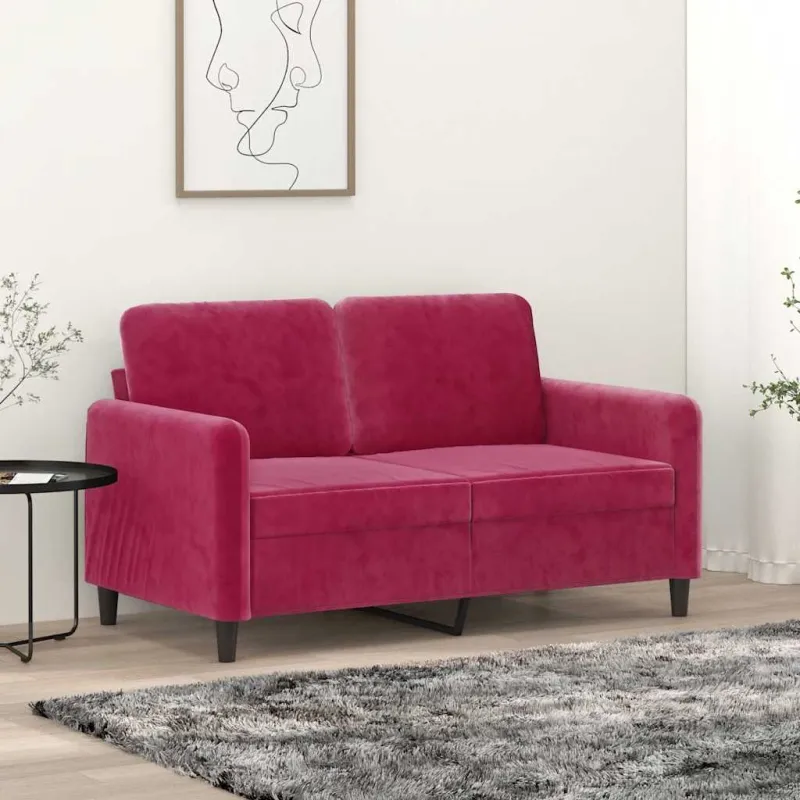 Dvivietė sofa, raudonojo vyno spalvos, 120cm, aksomas