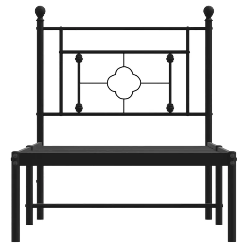 Metalinis lovos rėmas su galvūgaliu, juodos spalvos, 75x190cm
