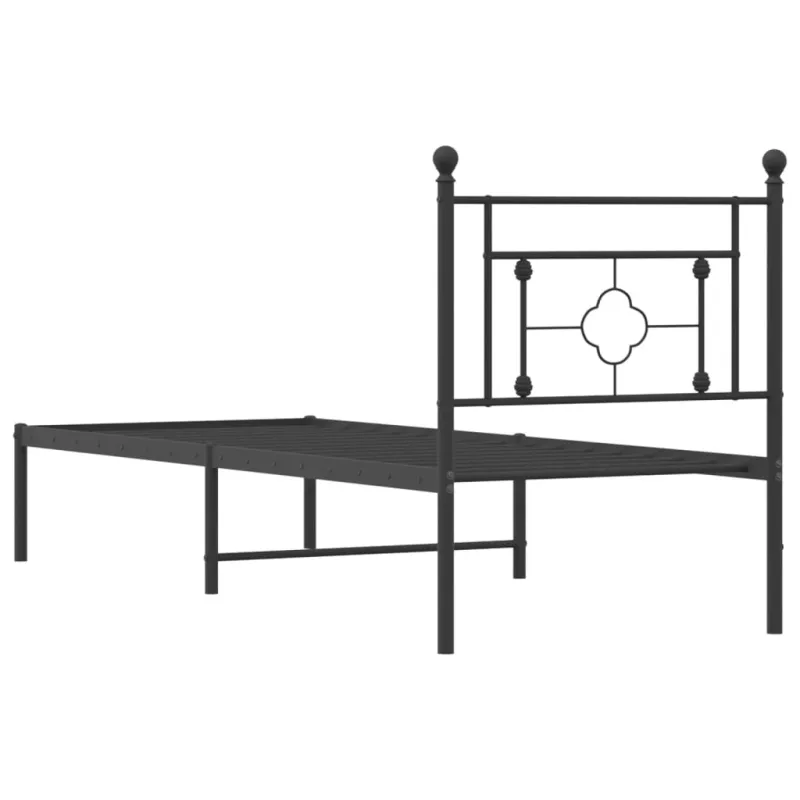 Metalinis lovos rėmas su galvūgaliu, juodos spalvos, 75x190cm