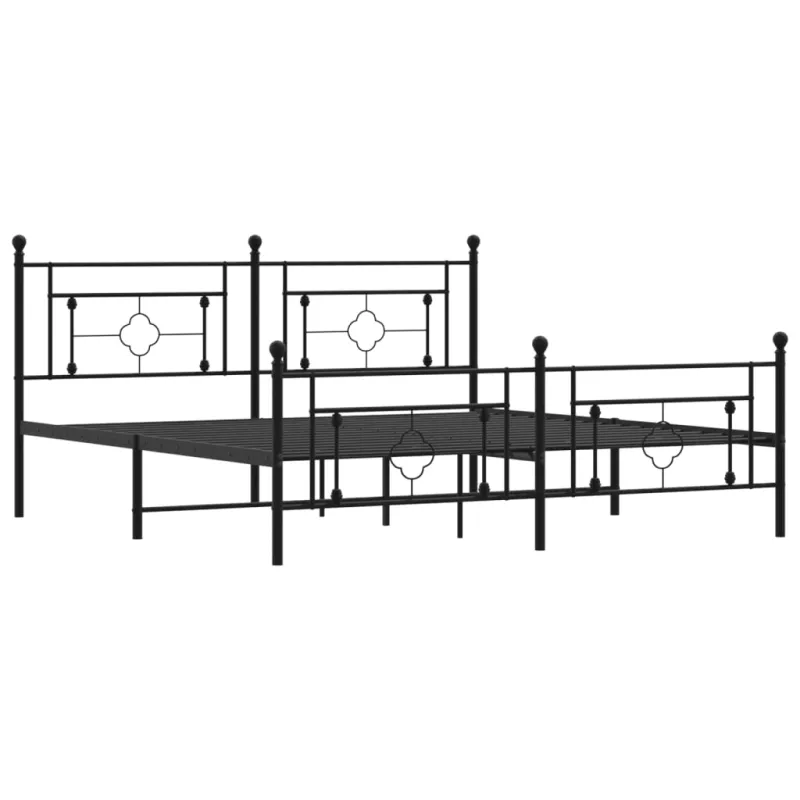 Lovos rėmas su galvūgaliu/kojūgaliu, juodas, 183x213cm, metalas