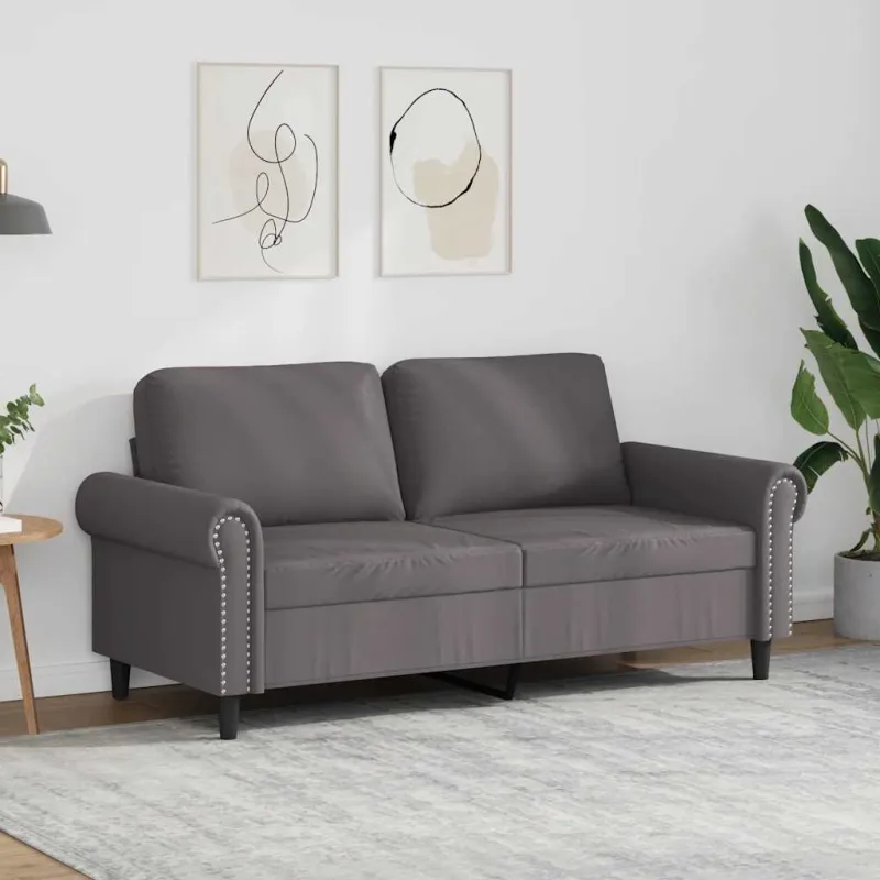 Dvivietė sofa, pilkos spalvos, 140cm, dirbtinė oda