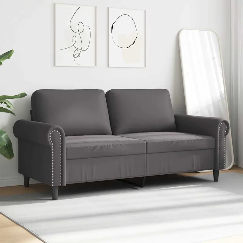 Dvivietė sofa, pilkos spalvos, 140cm, dirbtinė oda