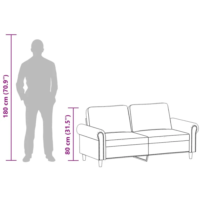 Dvivietė sofa, pilkos spalvos, 140cm, dirbtinė oda