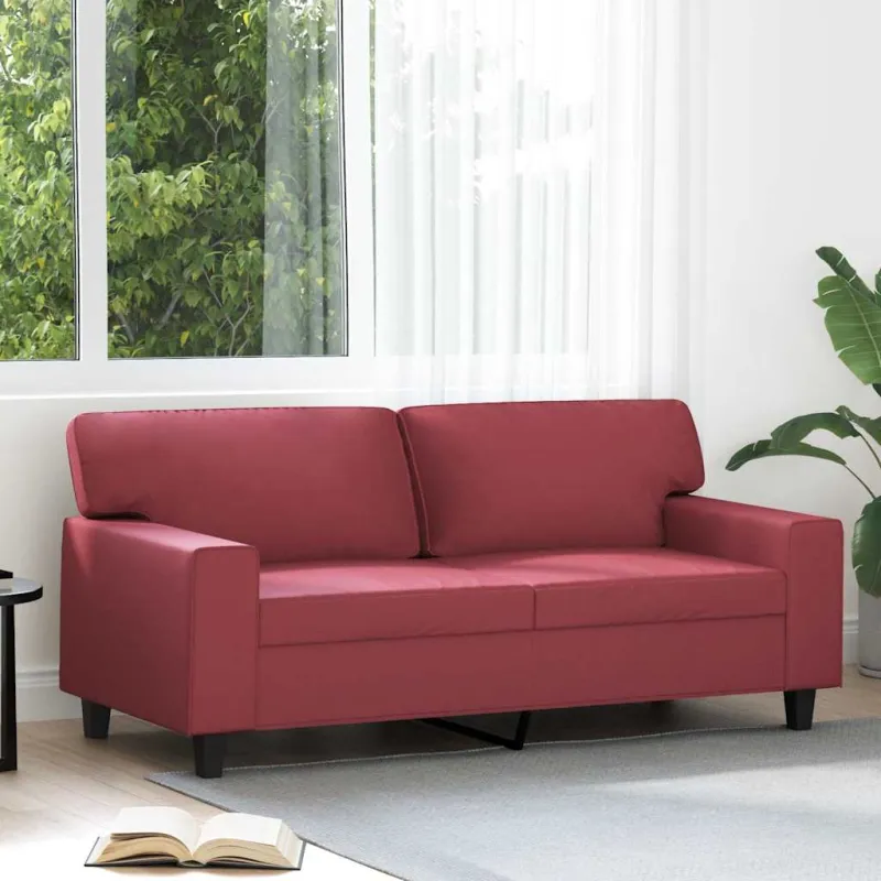 Dvivietė sofa, raudonojo vyno spalvos, 140cm, dirbtinė oda