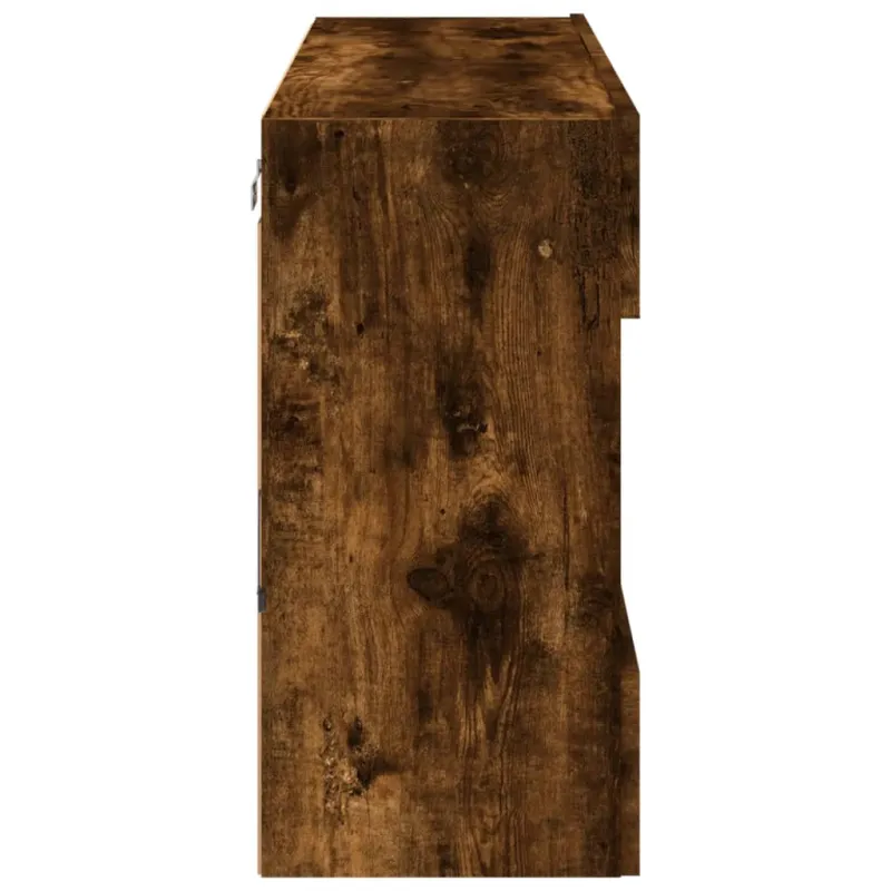 Sieninė TV spintelė su LED lemputėmis, dūminė, 98,5x30x60,5cm