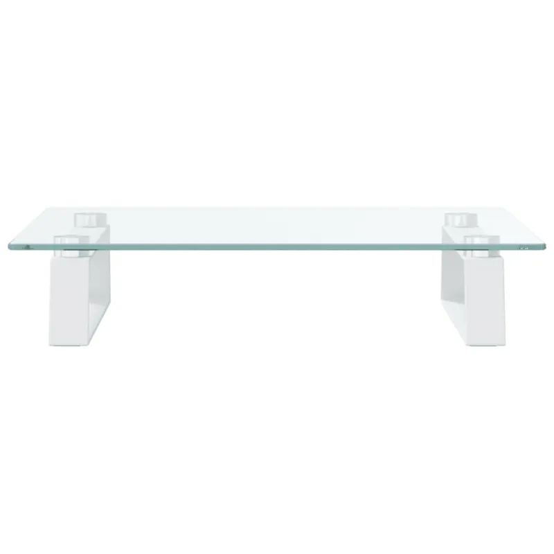 Monitoriaus stovas, baltas, 40x35x8cm, stiklas ir metalas