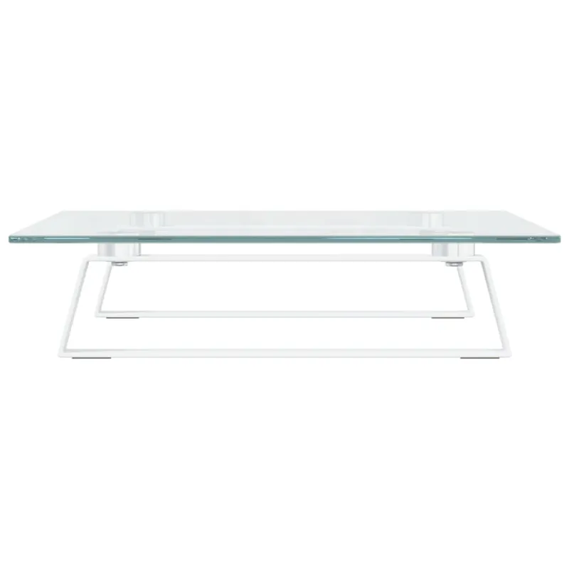 Monitoriaus stovas, baltas, 40x35x8cm, stiklas ir metalas
