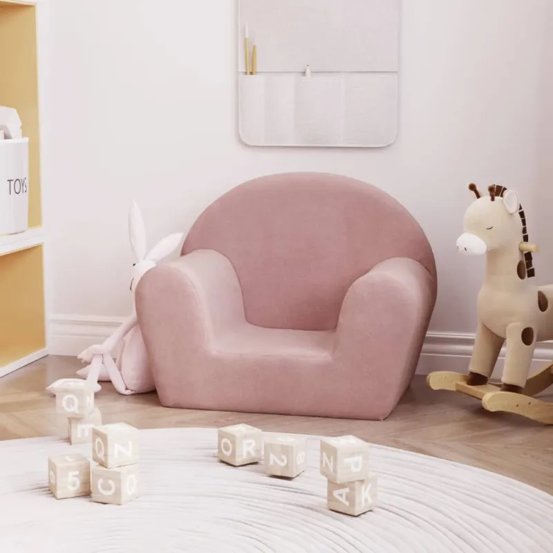 Vaikiška sofa, rožinė, minkšta, pliušinė