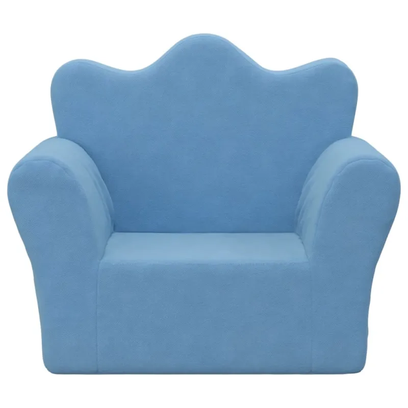 Vaikiška sofa, mėlynos spalvos, minkštas pliušas