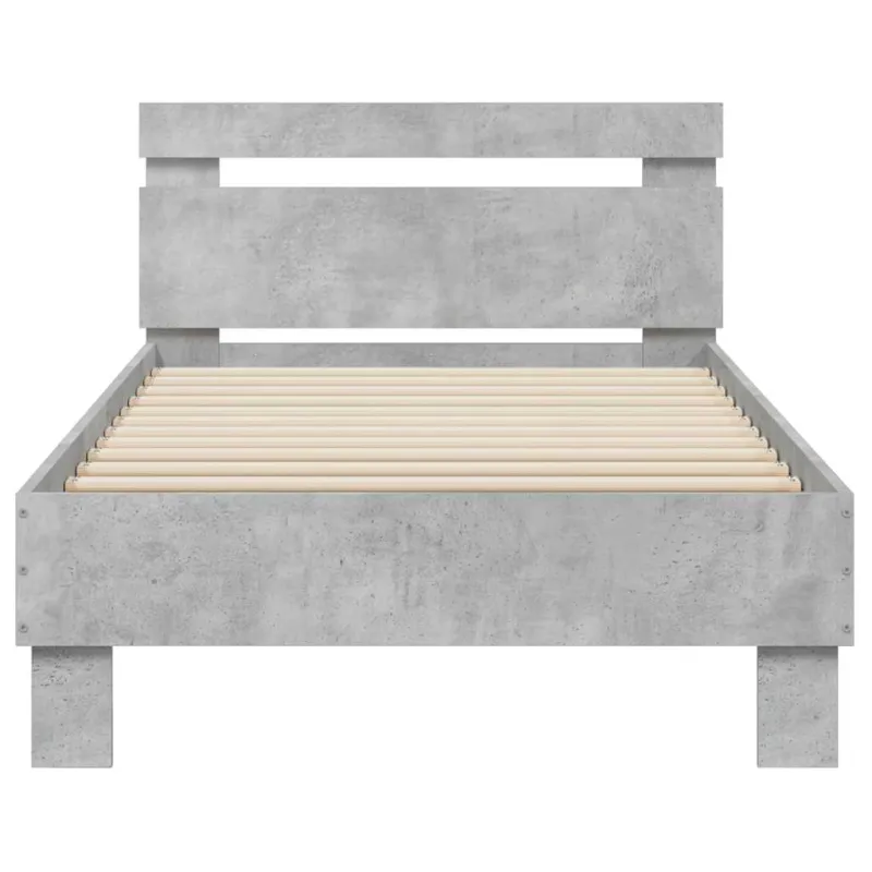 Lovos rėmas su galvūgaliu ir LED lemputėmis, betono, 90x190cm