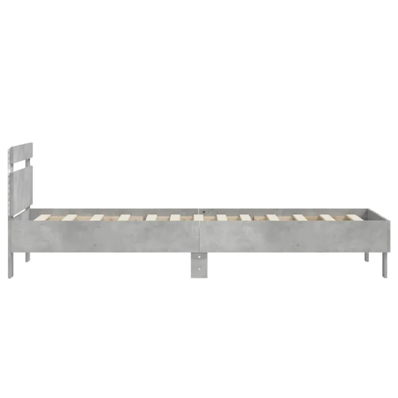 Lovos rėmas su galvūgaliu ir LED lemputėmis, betono, 90x190cm