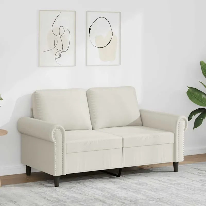 Dvivietė sofa, kreminės spalvos, 120cm, aksomas