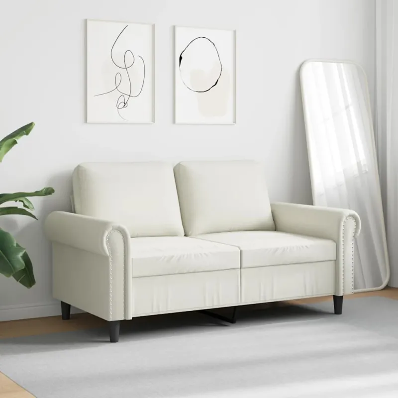 Dvivietė sofa, kreminės spalvos, 120cm, aksomas