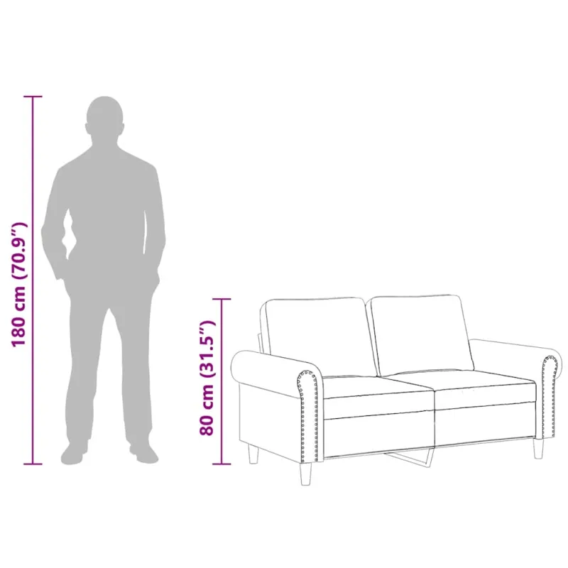 Dvivietė sofa, kreminės spalvos, 120cm, aksomas