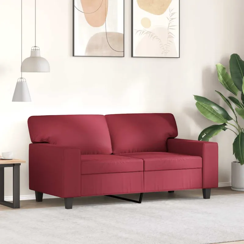 Dvivietė sofa, raudonojo vyno spalvos, 120cm, dirbtinė oda