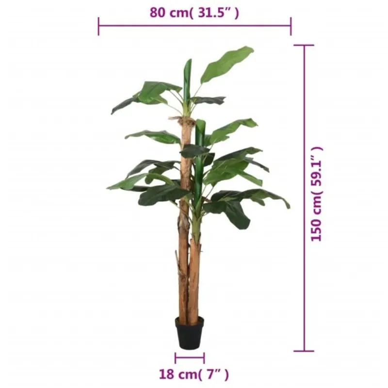 Dirbtinis bananmedis, žalios spalvos, 150cm, 18 lapai