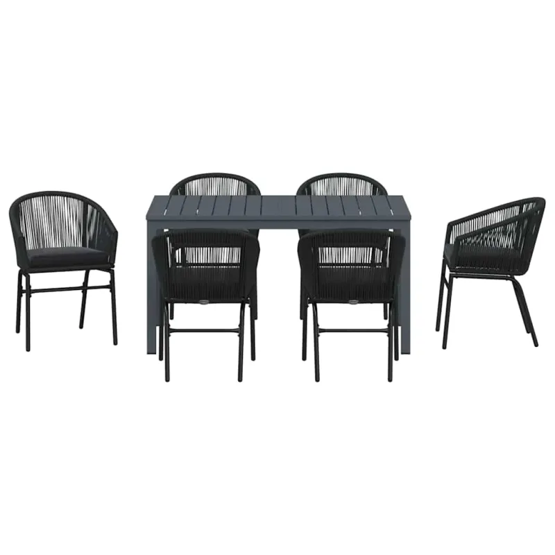Sodo ruokailuryhmä 7 osaa, musta polyrattana