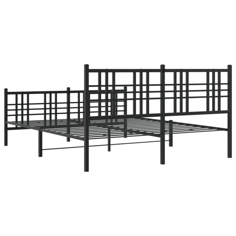 Lovos rėmas su galvūgaliu/kojūgaliu, juodas, 150x200cm, metalas