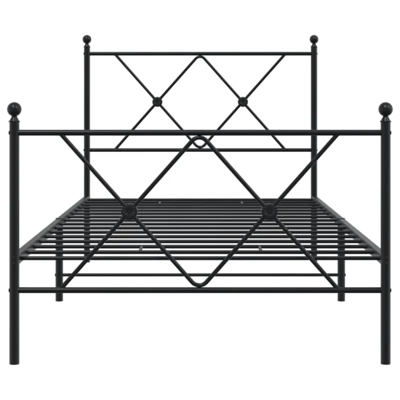Lovos rėmas su galvūgaliu/kojūgaliu, juodas, 90x200cm, metalas
