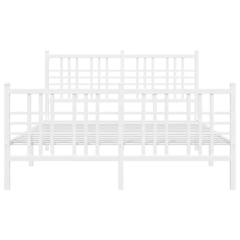 Lovos rėmas su galvūgaliu/kojūgaliu, baltas, 137x190cm, metalas