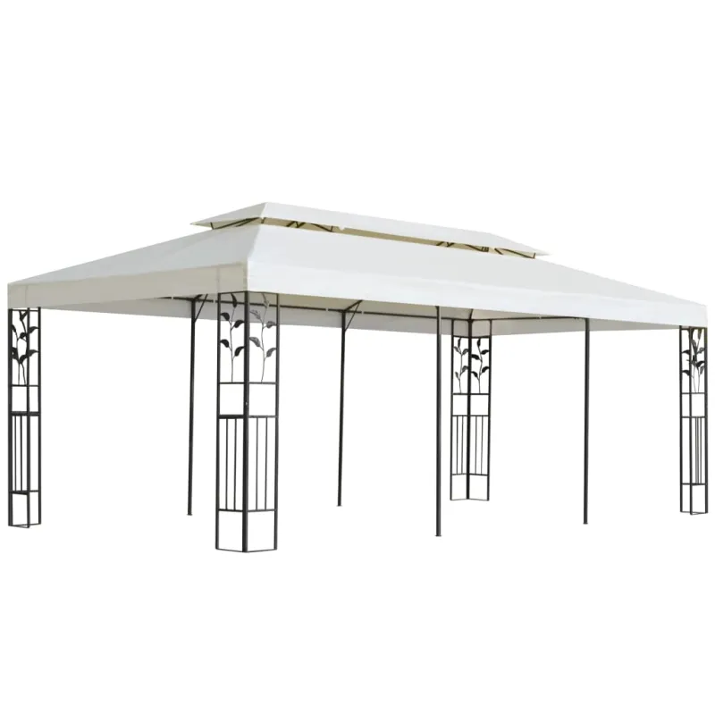 Pavėsinė su dvigubu stogu, baltos spalvos, 6x3m, plienas