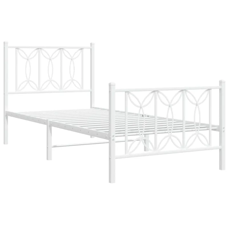 Lovos rėmas su galvūgaliu/kojūgaliu, baltas, 75x190cm, metalas