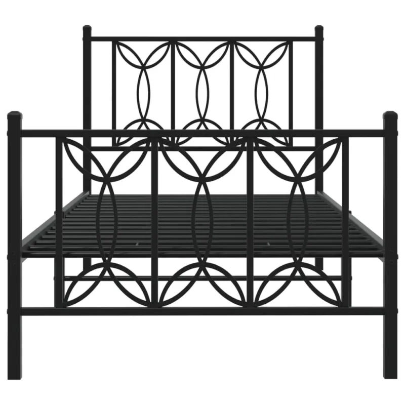 Lovos rėmas su galvūgaliu/kojūgaliu, juodas, 90x200cm, metalas