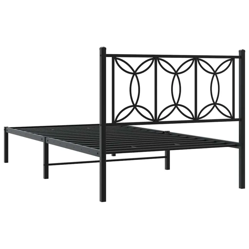Metalinis lovos rėmas su galvūgaliu, juodos spalvos, 107x203cm