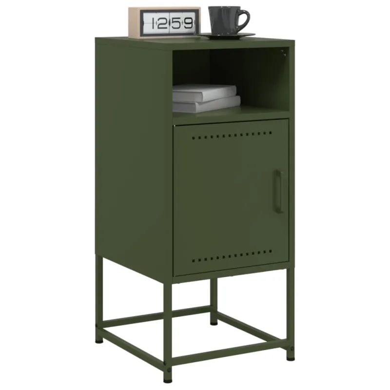 Naktinės spintelės, 2vnt., alyvuogių, 36x39x78cm, plienas