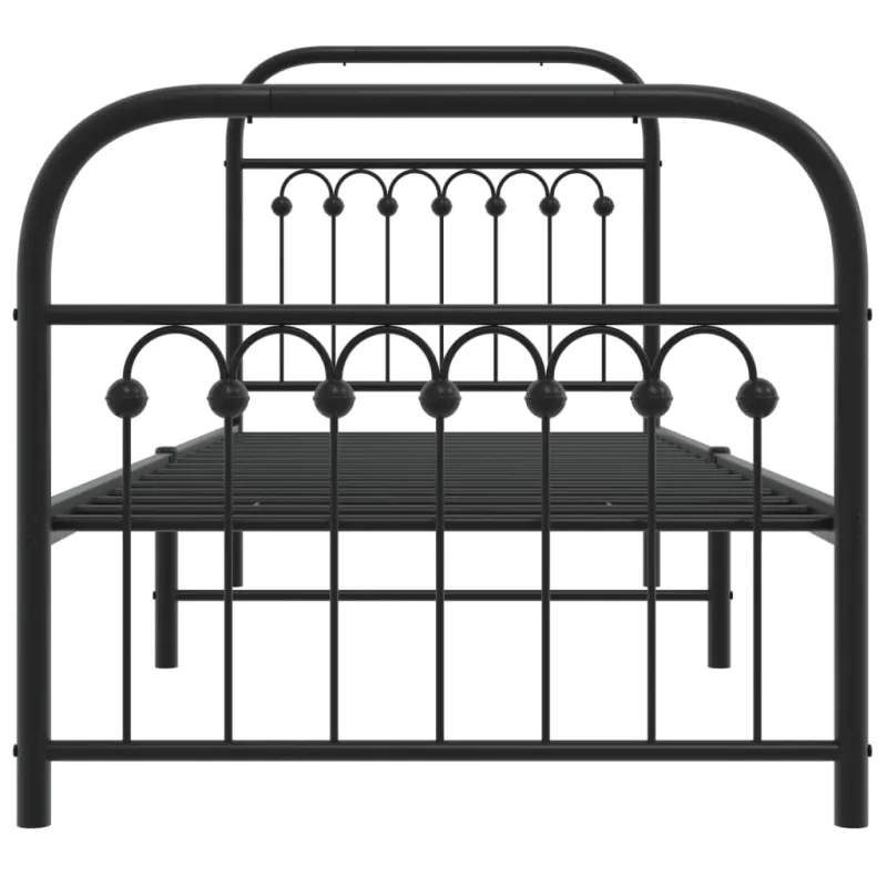 Lovos rėmas su galvūgaliu/kojūgaliu, juodas, 75x190cm, metalas