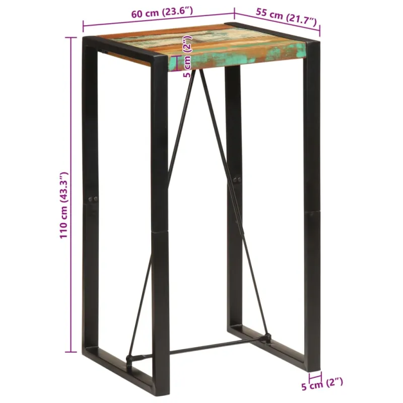 Baro stalas, 60x55x110cm, perdirbtos medienos masyvas