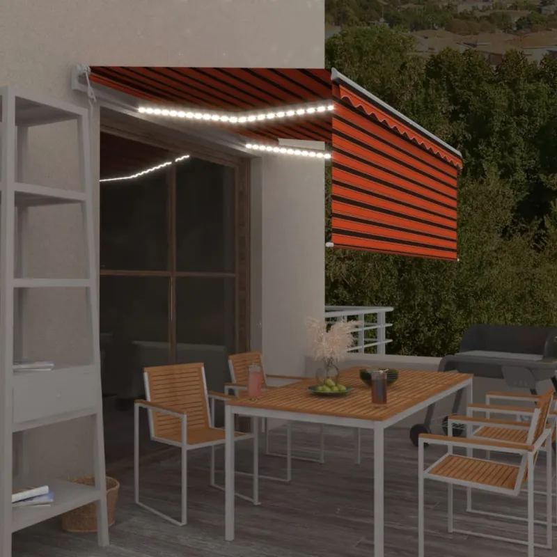 Markizė su uždanga/LED/vėjo jutikliu, oranžinė/ruda, 3x2,5m