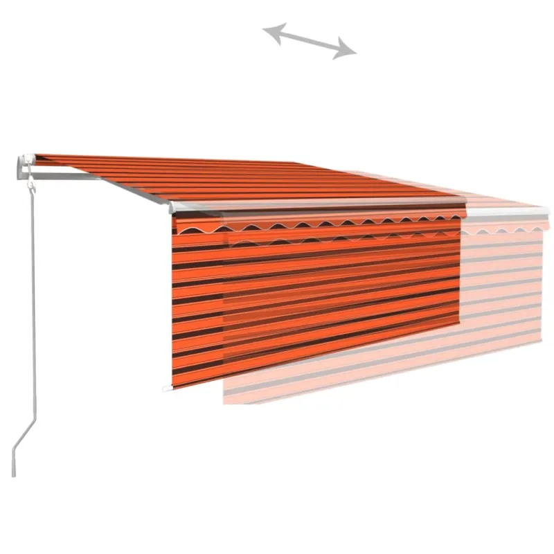 Markizė su uždanga/LED/vėjo jutikliu, oranžinė/ruda, 3x2,5m
