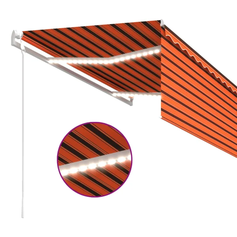 Markizė su uždanga/LED/vėjo jutikliu, oranžinė/ruda, 3x2,5m