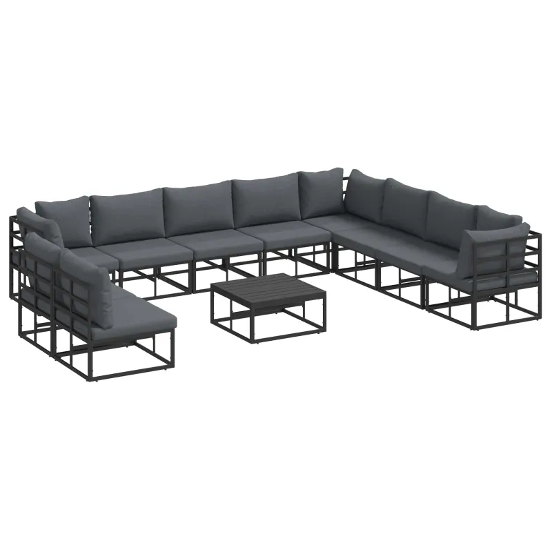 Sodo sohvaryhmä tyynyine 11 osaa, musta, alumiiniini
