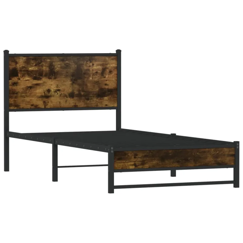 Lovos rėmas be čiužinio, dūminio ąžuolo, 90x190cm, metalas