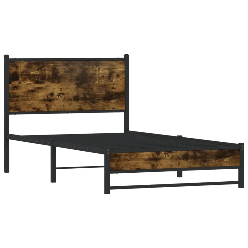 Lovos rėmas be čiužinio, dūminio ąžuolo, 100x190cm, metalas